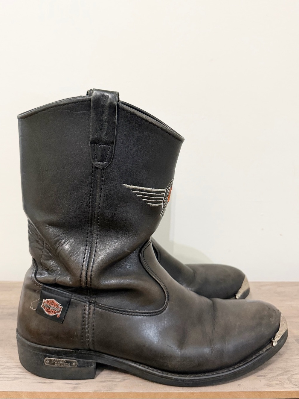 Harley Davidson 11.5 Motorcycles Embroidered Leather Vintage MADE in USA Boots